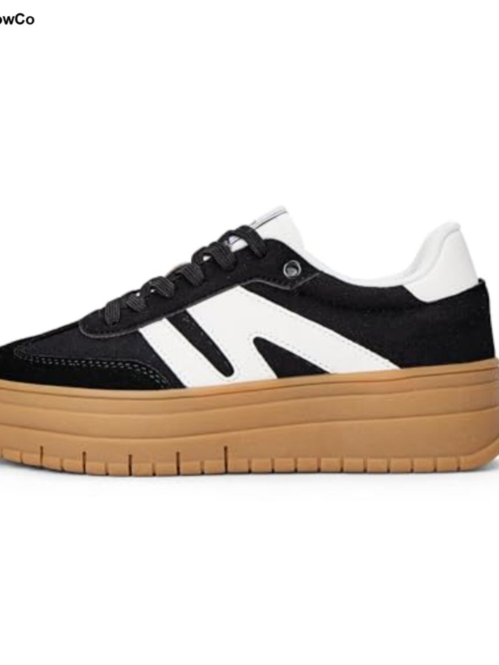 Platform Sneakers with Suede and Faux Leather, Lace-Up Thick Sole Casual Skate